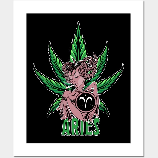 Aries Weed Shirt, Zodiac Cannabis, Aries Marijuana Shirt, Aries Gift, Aries Zodiac tee, Aries tee, zodiac birthday gift Wall Art by Moon Phase Design